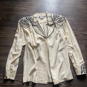 Blue ice beaded embroidered top